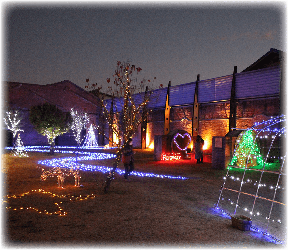 Image of Red Brick Building Christmas illumination
